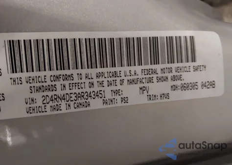 2010 Dodge Grand Caravan Se from USA, damaged, VIN 2D4RN4DE3AR343451